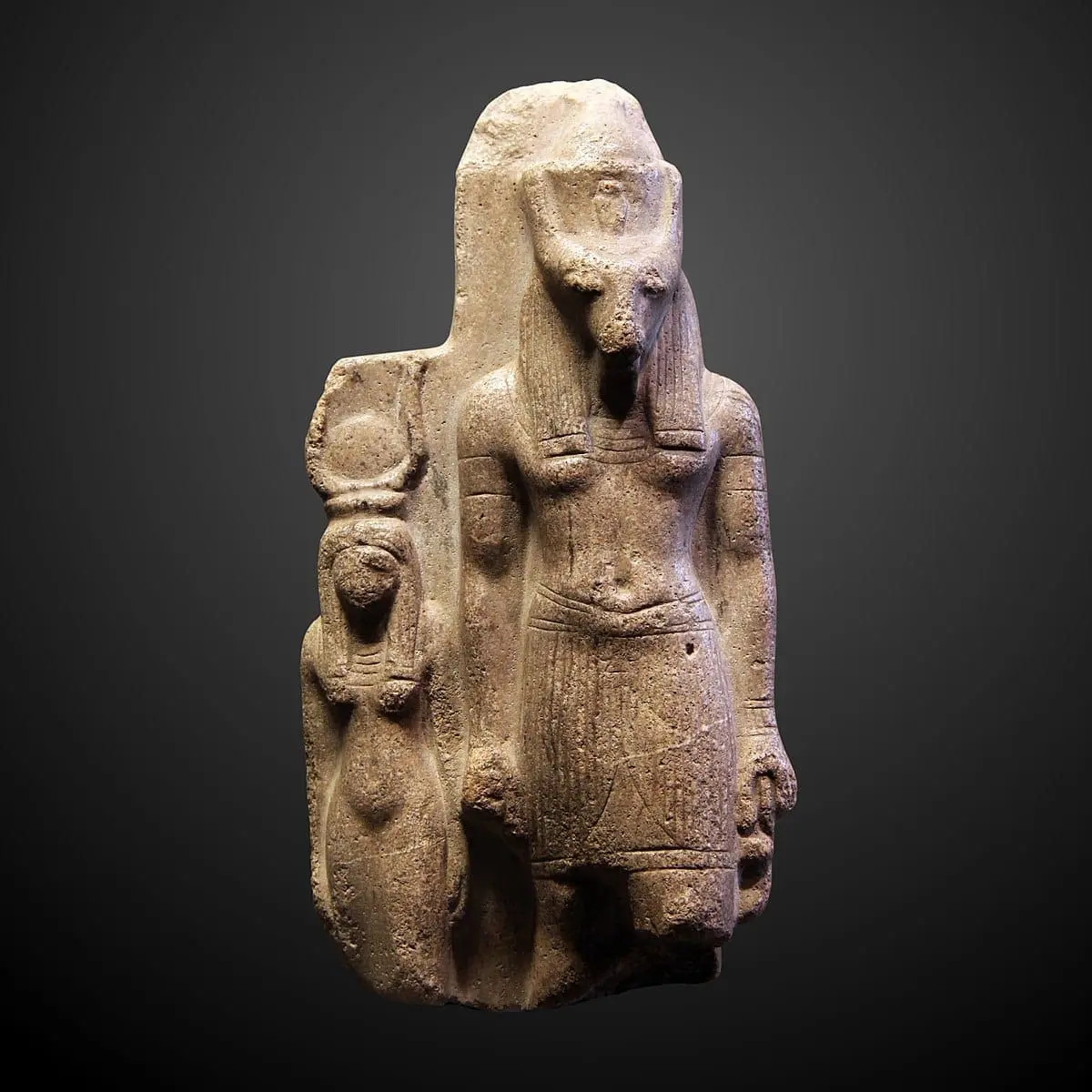 Set and his wife Nephthys, 1279–1213 BCE, stone, The Louvre. Photo: Wikimedia Commons