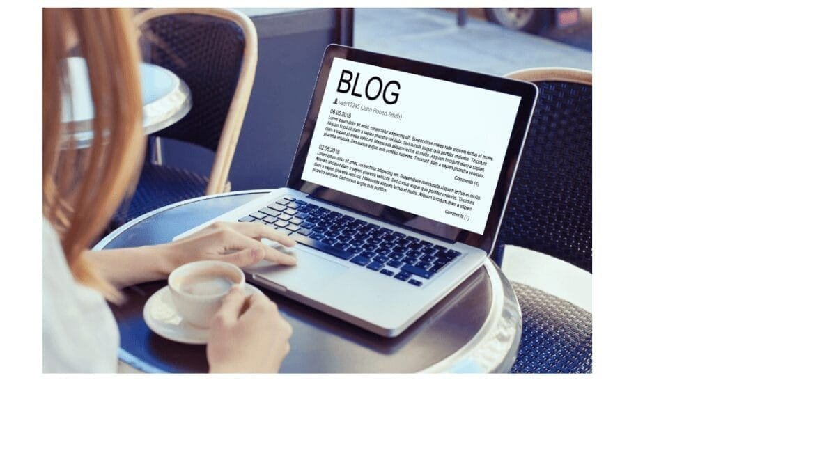 photo of a person writing a blog post