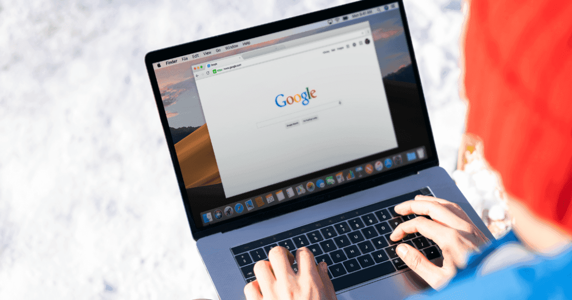 Laptop screen displaying Google