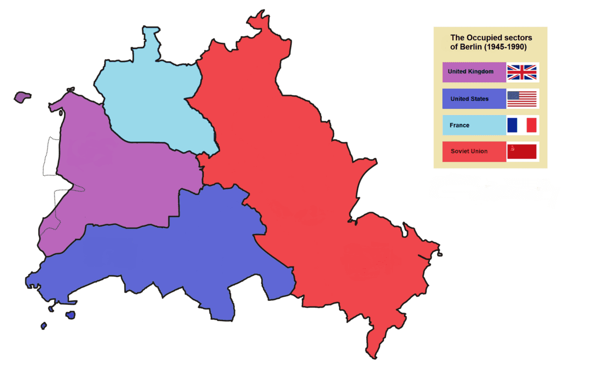 The occupied sectors of Berlin before the Cold War. Photo: Wikipedia