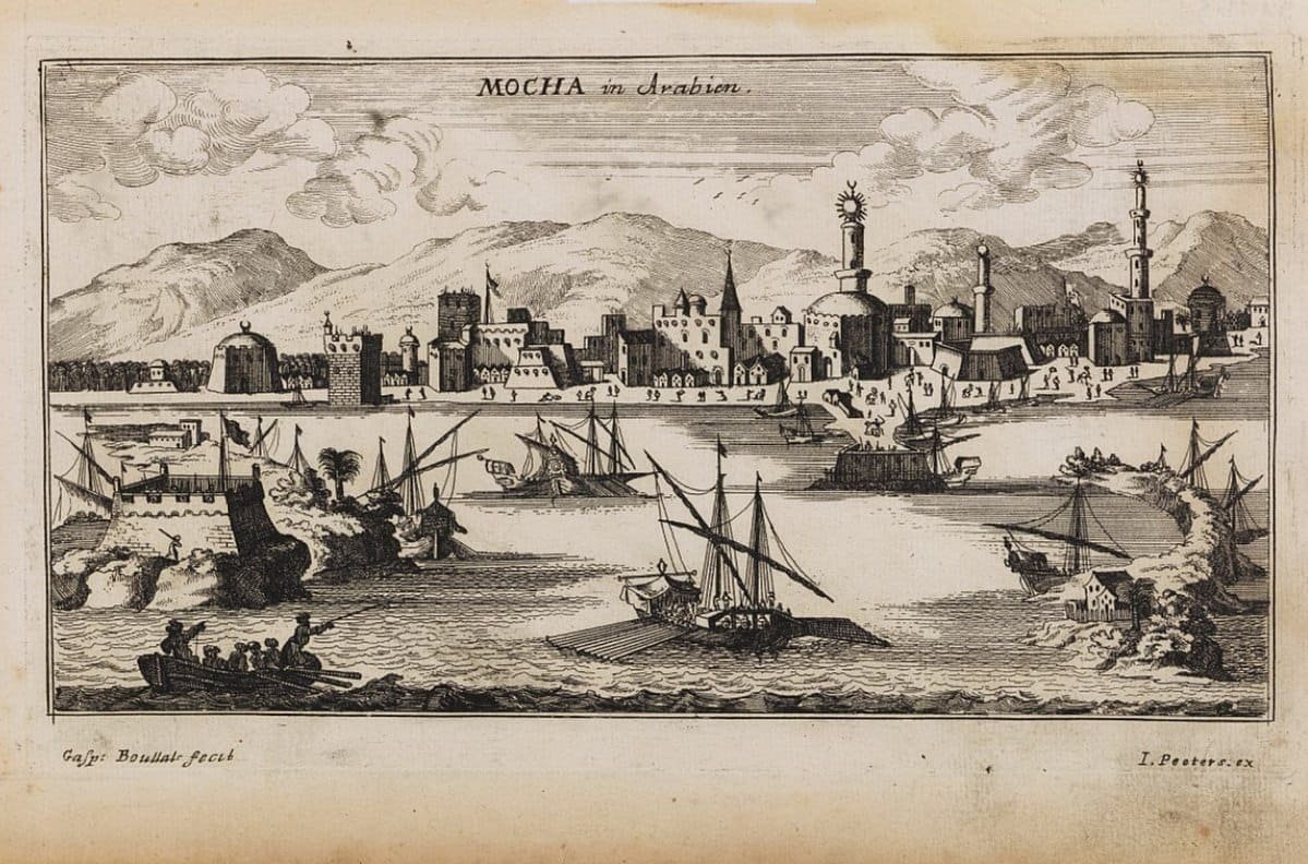 An illustration of the port city of Mocha, where the coffee trade from Ethiopia and Yemen happened. Photo: Wikimedia Commons