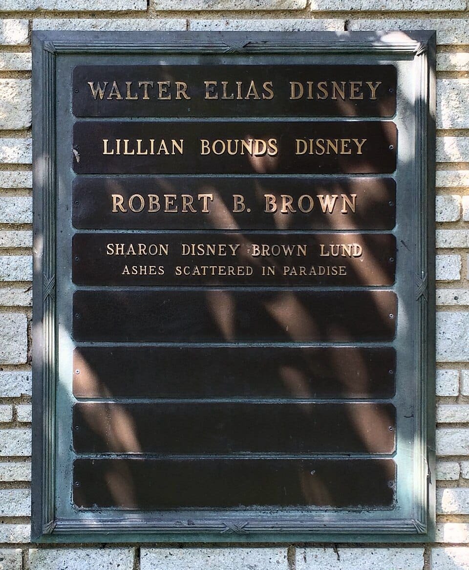 Grave of Walt Disney at Forest Lawn, Glendale. Photo: Wikimedia Commons