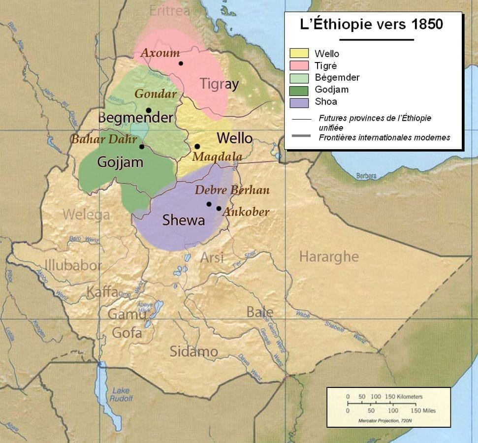 Map of Ethiopia around 1850, before the unification. Photo: Wikimedia Commons