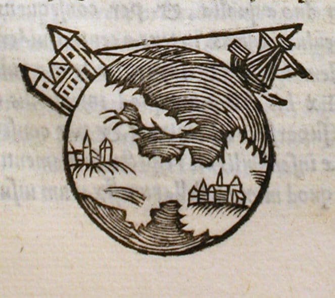 Picture from a 1550 edition of De sphaera, showing how the curvature of the Earth makes the mast of an approaching ship appear first. Photo: Wikimedia Commons