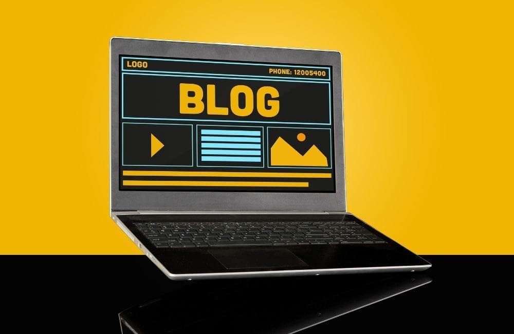 An image of a laptop with a wordpress page.