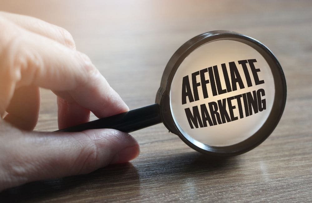 An image of a magnifying glass for affiliate marketing.