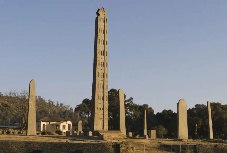 The ancient kingdom of Aksum, in present-day Ethiopia, was a wealthy African civilization that showcased its achievements through monuments like King Ezana’s stela in Stelae Park. Image: National Geographic