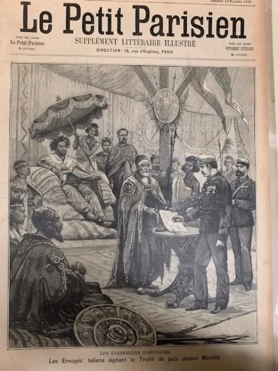 The Signing of the Treaty of Wichale. Le Petit Parisien, 1896. African Section Collection, Library of Congress African and Middle Eastern Division. Photo: Library of Congress