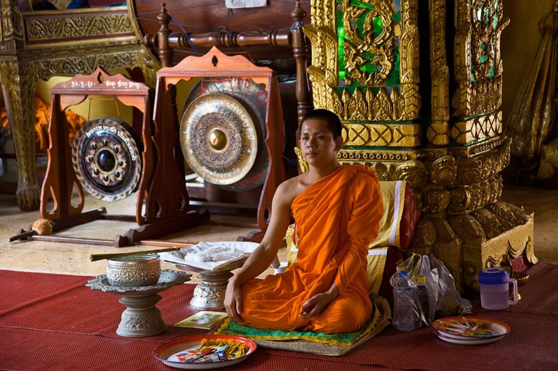 Spiritual activity in Luang Prabang – hidden travel destination Laos – monastery meditation
