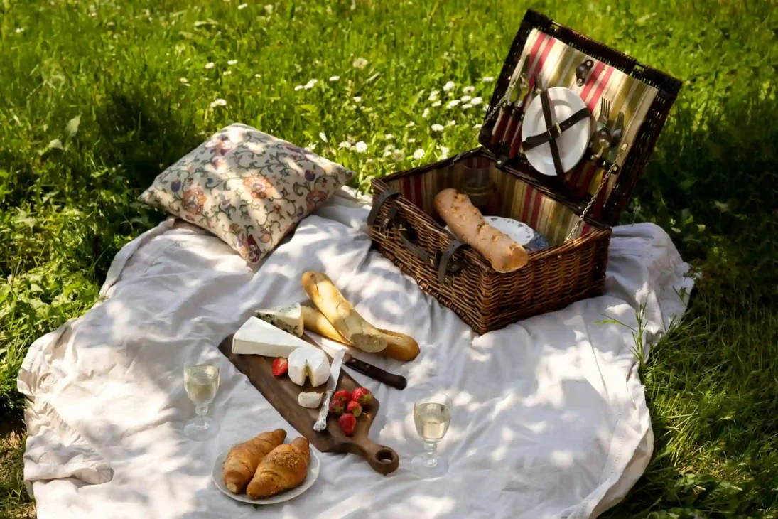 cozy picnic outdoors for fresh sensory experiences and mood lift