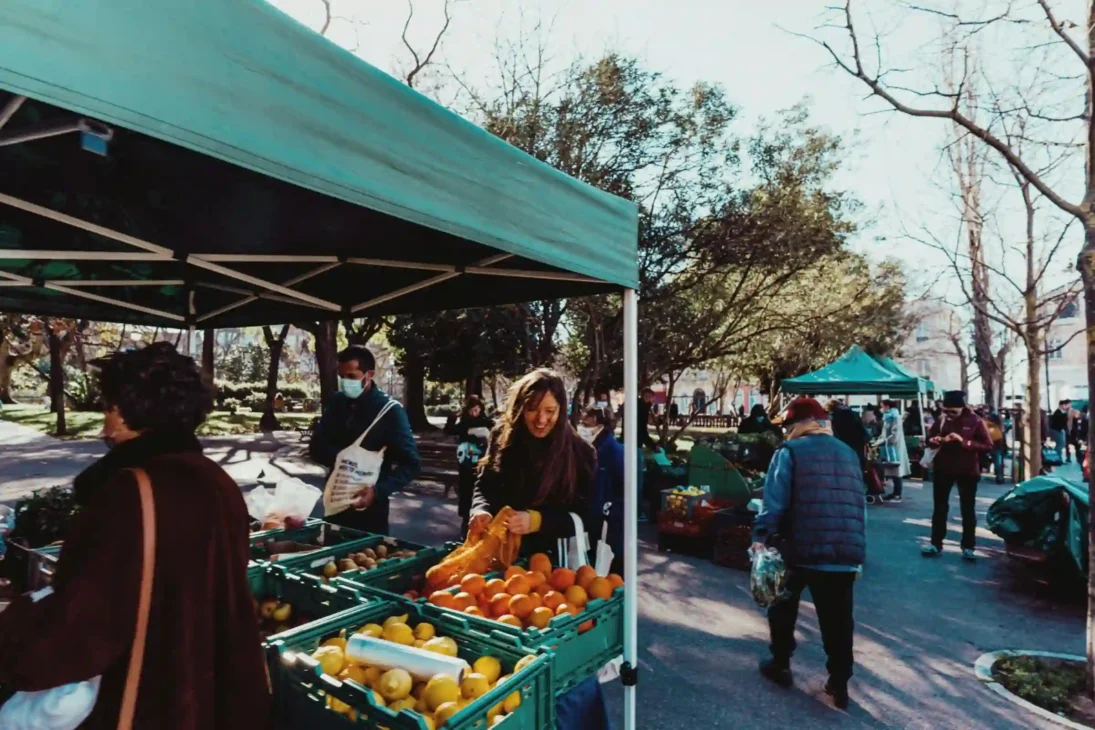 peaceful local farmers market for community connection and mood boost