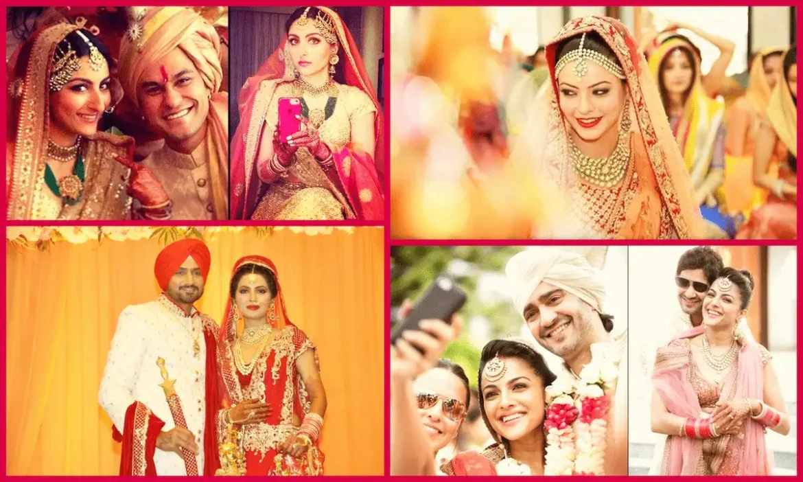 A traditional Hindu wedding adorned with vibrant red and gold fabrics, highlighting symbolic meaning of colors use of color in rituals.