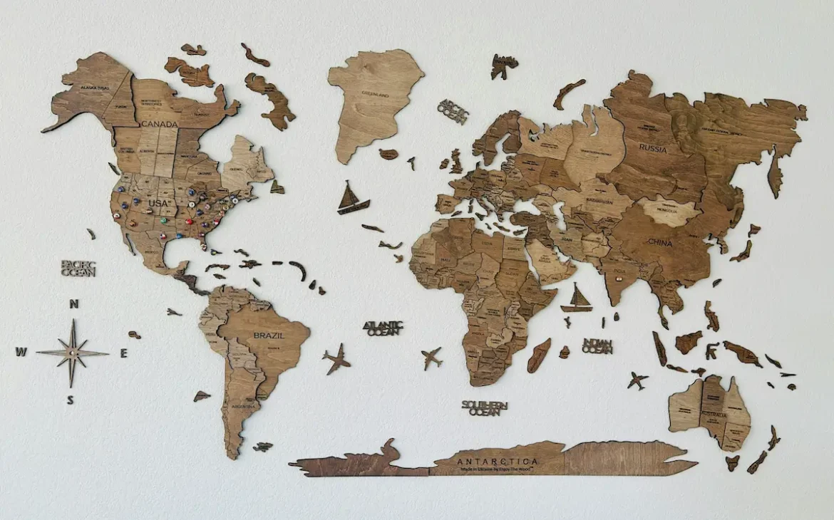 World map highlighting global travel routes and destinations connected by passports.