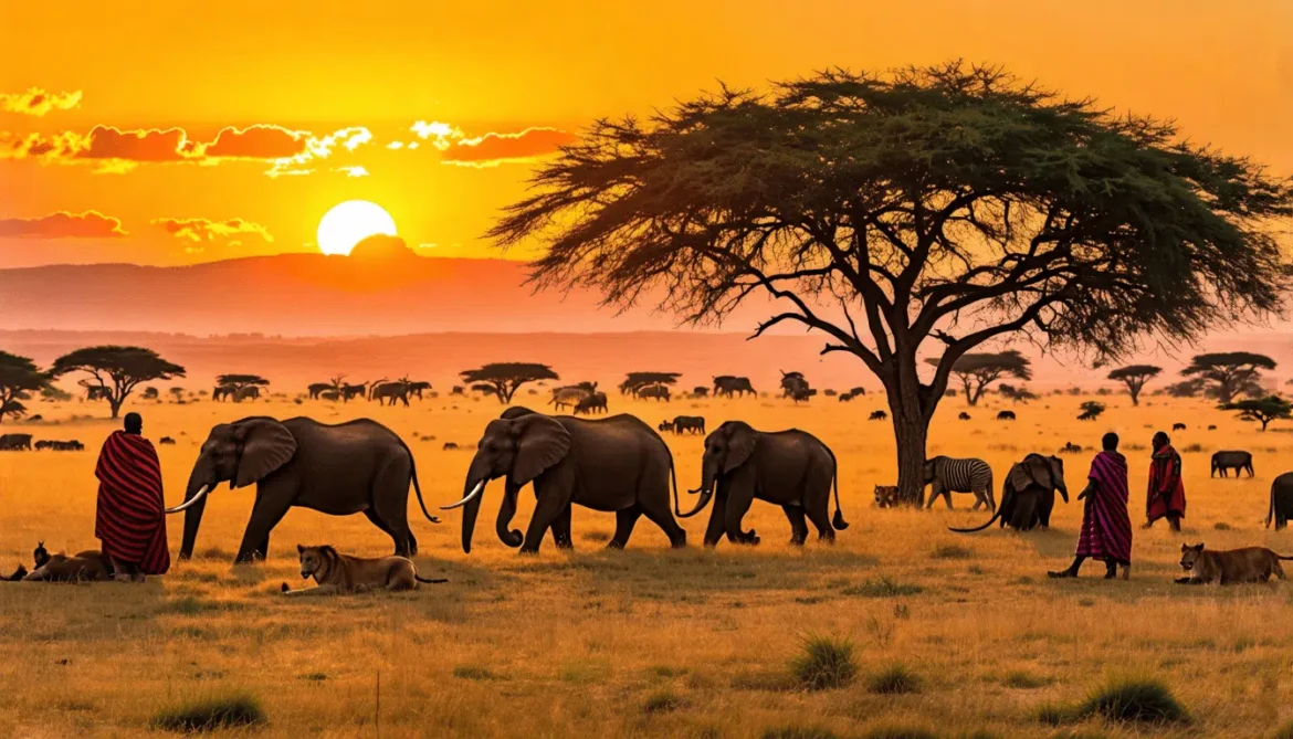 Safari travelers watching wildlife at sunset in the Maasai Mara, showcasing why Maasai Mara travel is a global bucket list experience.