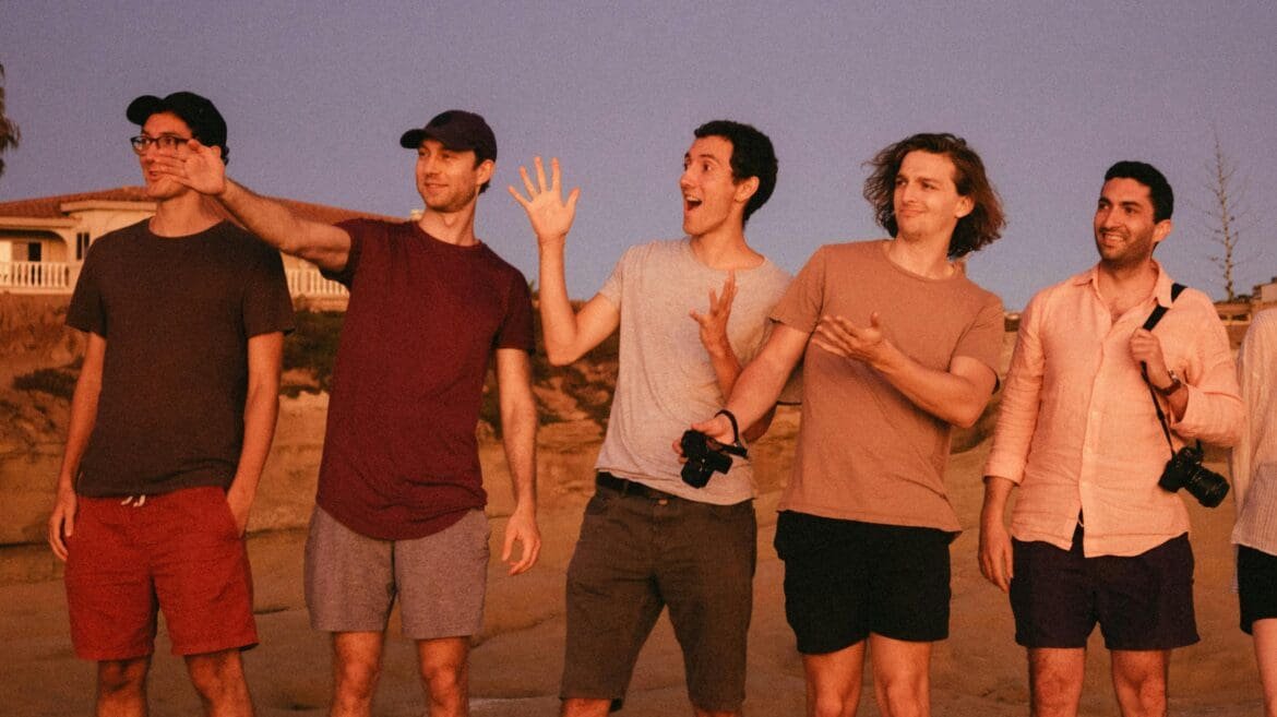 Friends sharing a memorable, emotional travel moment.